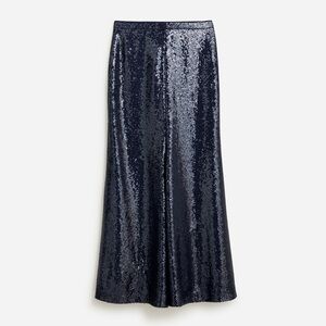 NWT J. Crew X Marie Marot Navy Blue Sequin Maxi Skirt Size 4